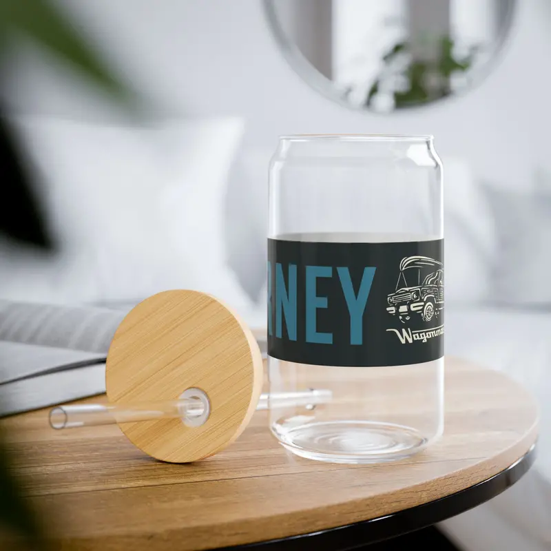 16Oz Glass Sipper With Bamboo Lid — 'Journey On' Travel-Ready Straw Tumbler - Blue 1