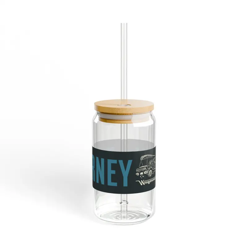 16Oz Glass Sipper With Bamboo Lid — 'Journey On' Travel-Ready Straw Tumbler - Blue 2