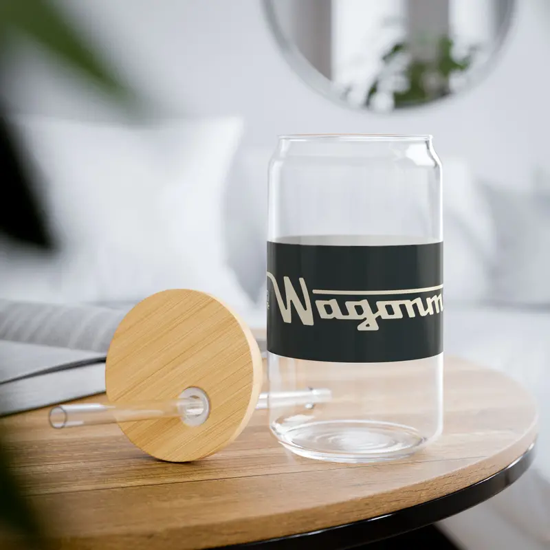 16Oz Glass Sipper With Bamboo Lid — 'Wagonmaster' Travel-Ready Straw Tumbler - Grey 1