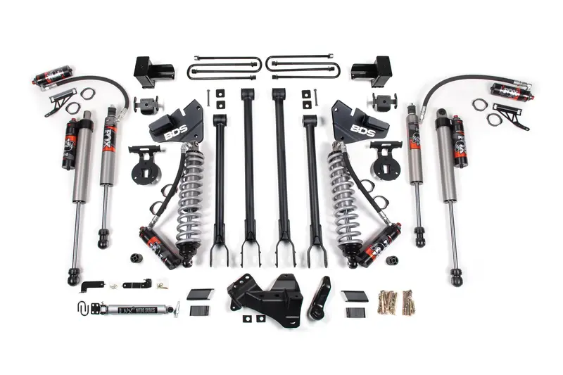 4 Inch Lift Kit W/ 4-Link Fox 2.5 Performance Elite Coil-Over Conversion Ford F250/F350 Super Duty 17-19 4Wd Diesel Leaf Springs 1