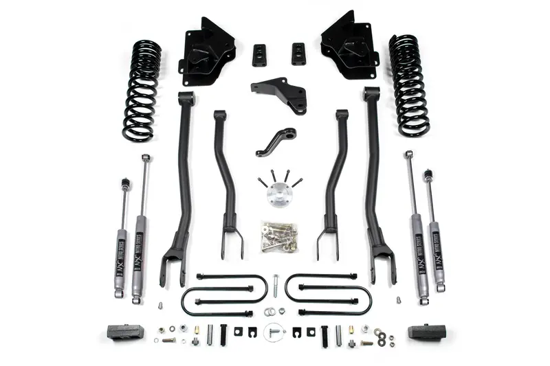 4 Inch Lift Kit W/ 4-Link Ram 3500 13-18 4Wd Gas 3 Inch Block Fox 2.0 Performance Shocks 1