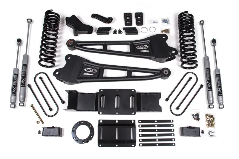 4 Inch Lift Kit W/ Radius Arm 3 Inch Rear Block Ram 3500 19-24 4Wd Diesel Without Factory Rear Overload Leaf 8 Bolt Fox 2.0 Performance Shocks 1