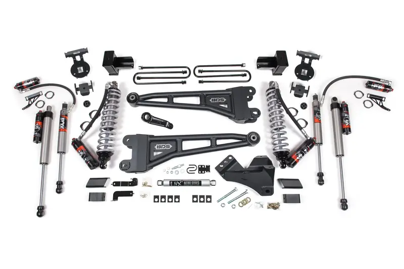 4 Inch Lift Kit W/ Radius Arm Fox 2.5 Performance Elite Coil-Over Conversion Ford F250/F350 Super Duty 17-19 4Wd Diesel 5 Inch Block 2 Leaf Main Fox 2.5 Performance Elite 1