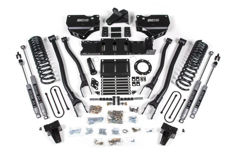 5.5 Inch Lift Kit W/ 4-Link Ram 3500 19-24 4Wd Gas With Factory Rear Overload Leaf Fox 2.5 Performance Elite Shocks 1