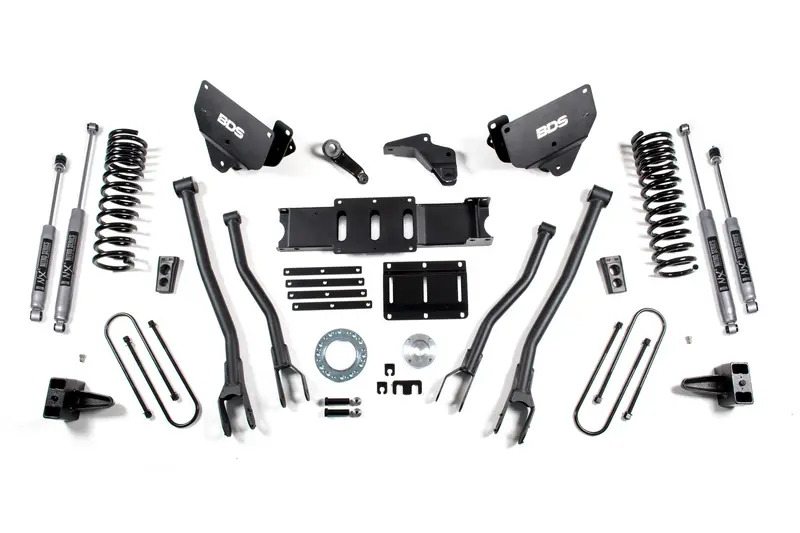 6 Inch Lift Kit W/ 4-Link Ram 3500 13-18 4Wd Diesel 4 Inch Block 8 Bolt Indexing Ring Fox 2.5 Performance Elite Shocks 1