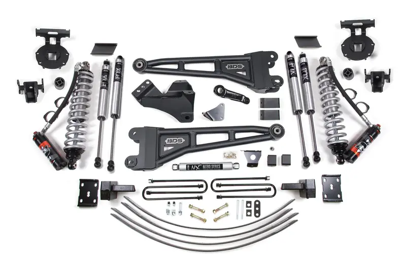 6 Inch Lift Kit W/ Radius Arm Fox 2.5 Performance Elite Coil-Over Conversion Ford F250/F350 Super Duty 05-07 4Wd Diesel 4 Inch Block Add A Leaf Without Overload 1