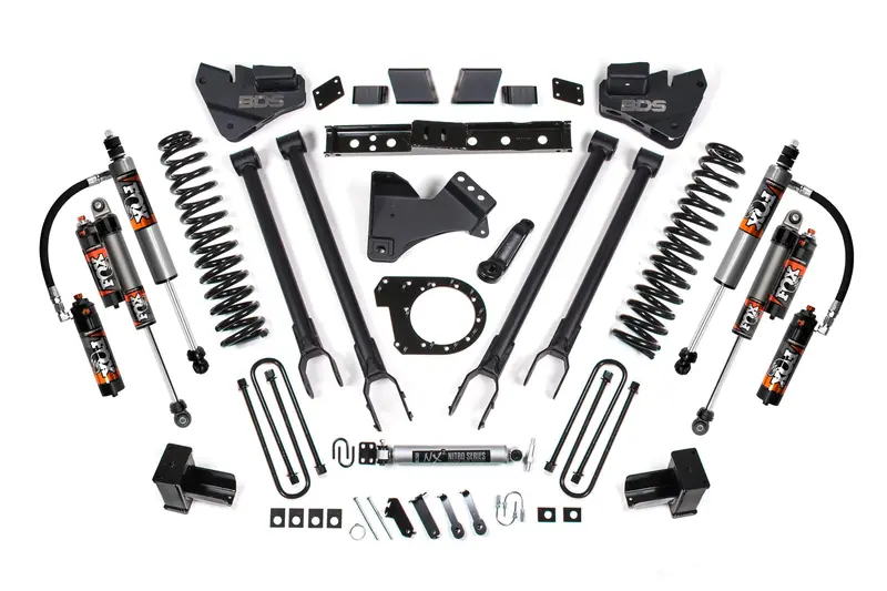 7 Inch Lift Kit W/ 4-Link Ford F250/F350 Super Duty 20-22 4Wd Diesel Fox 2.5 Performance Elite Shocks 1