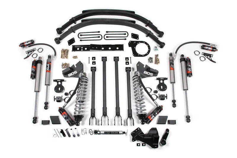 7 Inch Lift Kit W/ 4-Link Fox 2.5 Performance Elite Coil-Over Conversion Ford F250/F350 Super Duty 20-22 4Wd Diesel Leaf Springs 1