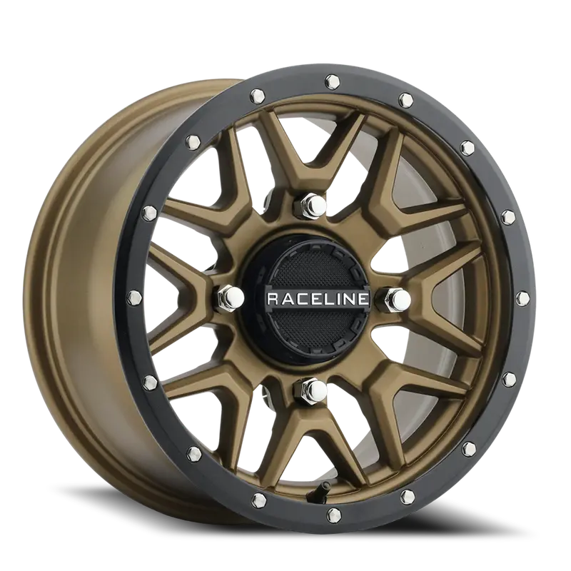 Aluminum Wheels 14X7 Krank Simulated Beadlock Utv A94bz Satin Bronze 10 Offset 4 On 156 Bolt Pattern Raceline 1