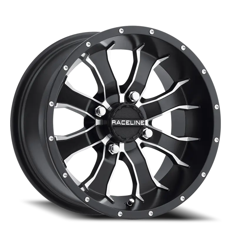 Aluminum Wheels 14X7 Mamba Utv A77 Machined Spokes Satin Black 10 Offset 4 On 115 Bolt Pattern Raceline 1