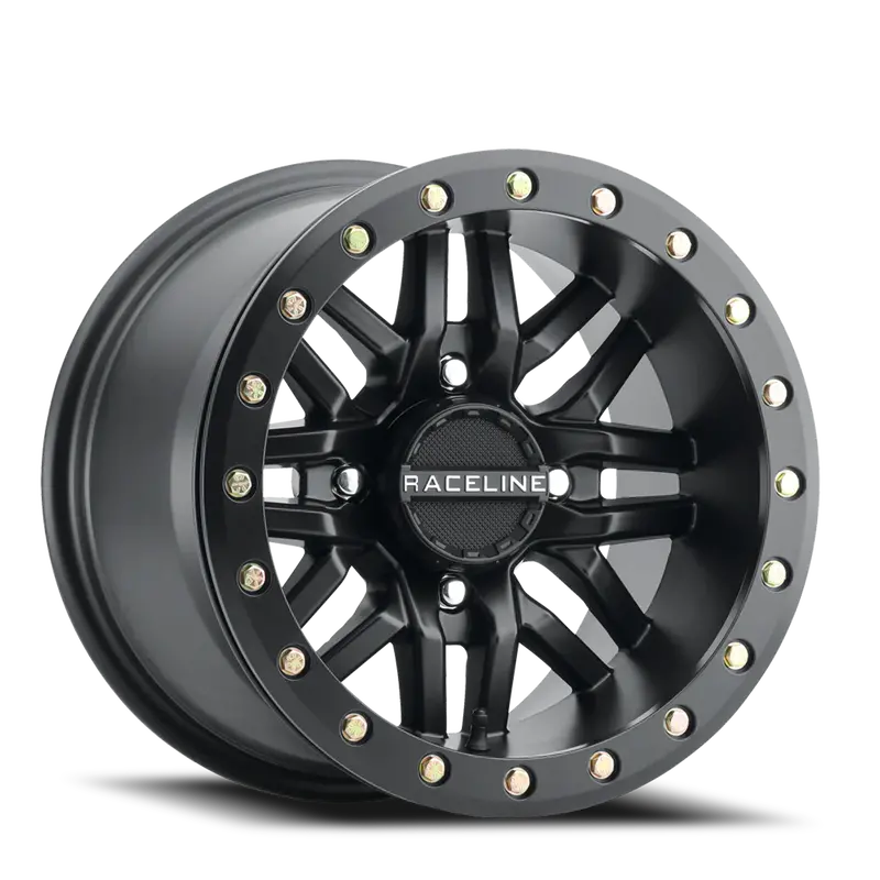 Aluminum Wheels 15X10 Ryno Beadlock Utv A91b Machined Face Satin Black 0 Offset 4 On 137 Bolt Pattern 113.9 Bore Raceline 1