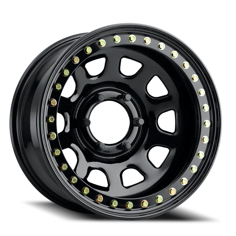 Aluminum Wheels 17X8 Black Daytona Rt51 Gloss Black Beadlock -25 Offset 6 On 139.7 Bolt Pattern 107.95 Bore Raceline 1