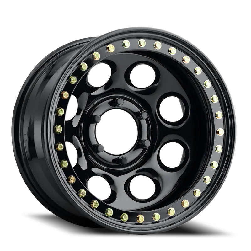 Aluminum Wheels 17X9.5 Rock 8 Rt81 Gloss Black Beadlock Offset 5 On 139.7 Bolt Pattern 107.95 Bore Raceline 1