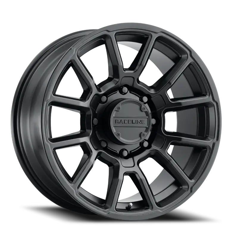 Aluminum Wheels 20X9 Gauge 950B Satin Black Multi Spoke 18 Offset 8 On 165.1 Bolt Pattern 125.2 Bore Raceline 1