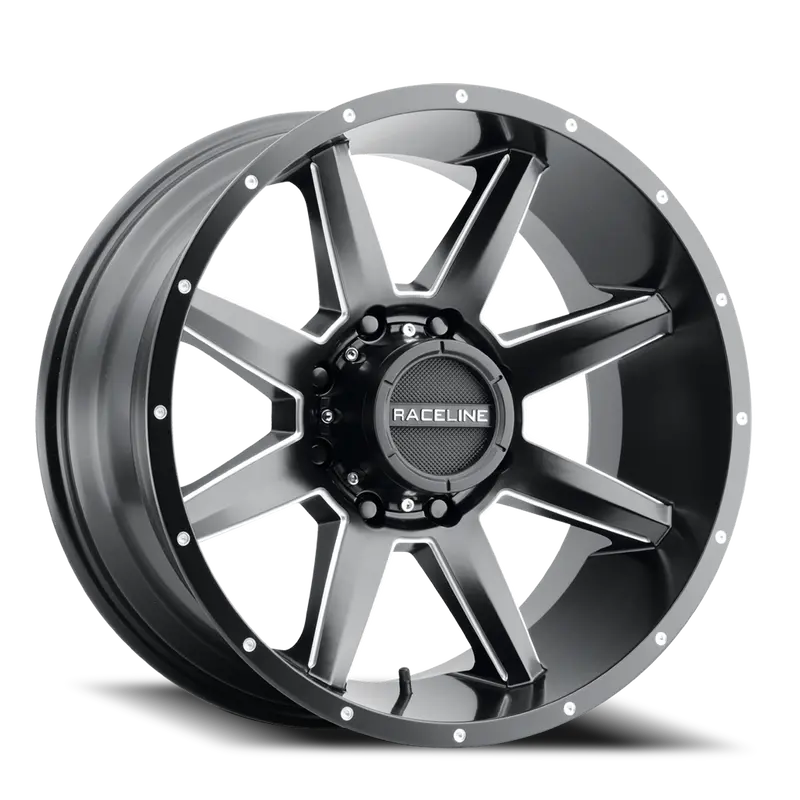 Aluminum Wheels 22X10 Stryker 954M Milled-Dimples Satin Black -19 Offset 8 On 170 Bolt Pattern 125.2 Bore Raceline 1