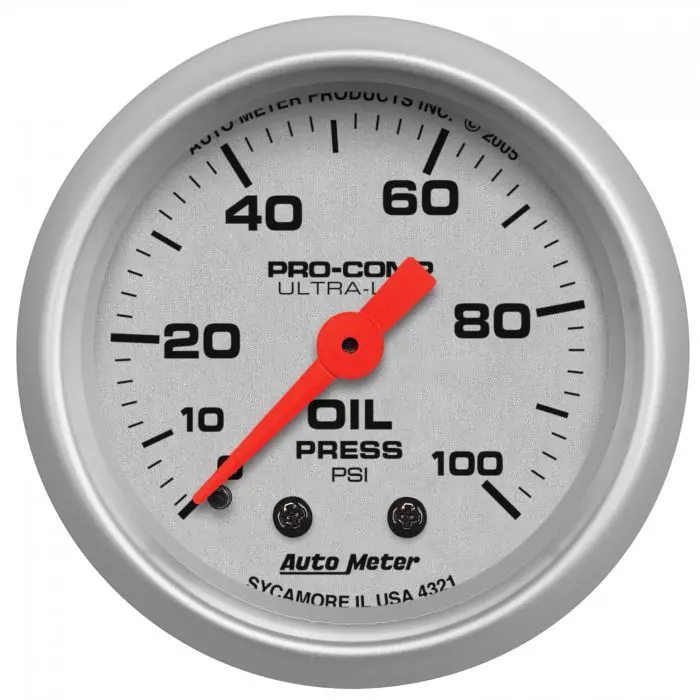 Autometer 2-1/16" Oil Pressure, 0-100 Psi, Mechanical, Ultra-Lite 4321 1