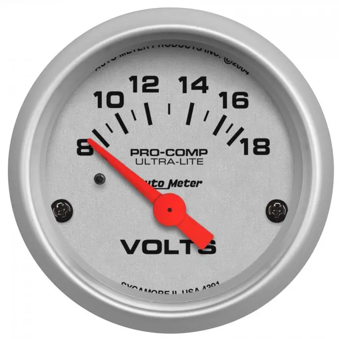 Autometer 2-1/16" Voltmeter, 8-18V, Air-Core, Ultra-Lite 4391 1