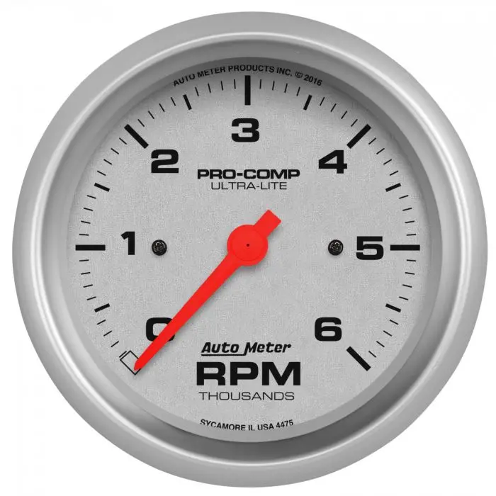 Autometer 3-3/8" In-Dash Tachometer, 0-6,000 Rpm, Ultra-Lite 4475 1