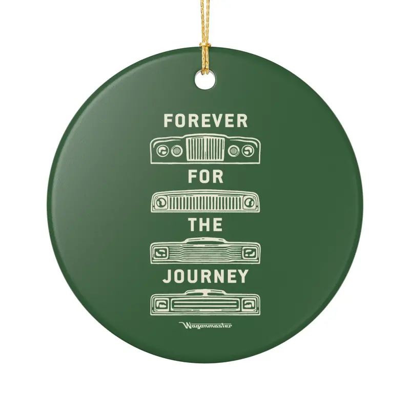 Ceramic Ornament – "Forever For The Journey" Vintage Car - Hunter Green 1