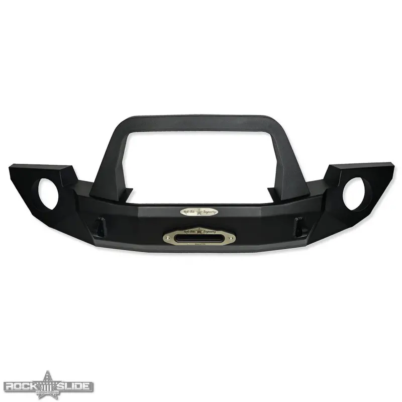 Jeep Jk Full Front Bumper For 07-18 Wrangler Jk With Winch Plate Bull Bar Black Powdercoated Rigid Series Rock Slide Engineering 1