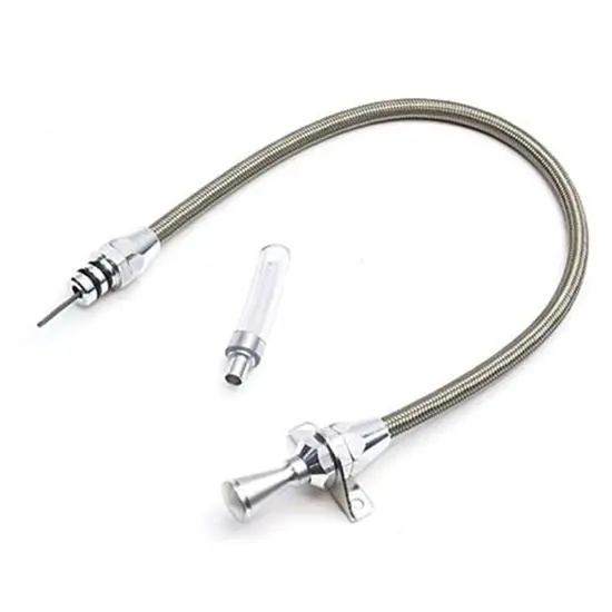 Lokar Hi-Tech Flexible Braided Stainless Transmission Dipsticks - Th350 Firewall Mounted 1