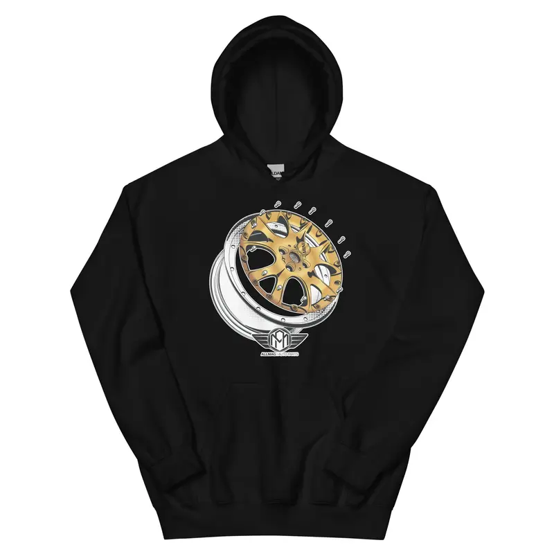 Mini Split Wheel, Black Hoodie 1