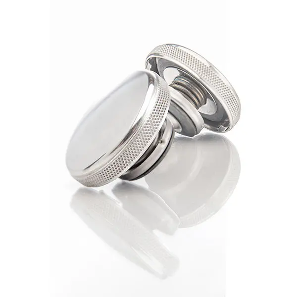 Pwr Radiator Cap Round Billet Alumium Radiator Cap 22-24 Psi Round W/ Knurled Sides 1