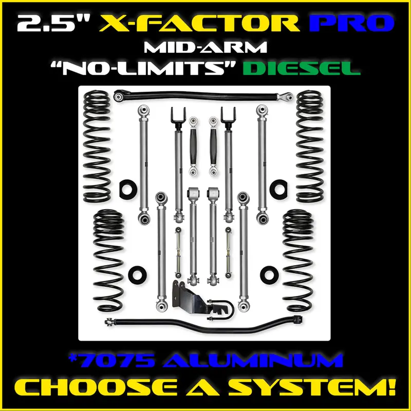 Rock Krawler Jlu 2.5" Diesel X-Factor Pro Mid-Arm "No-Limits" System - Rubicon 1