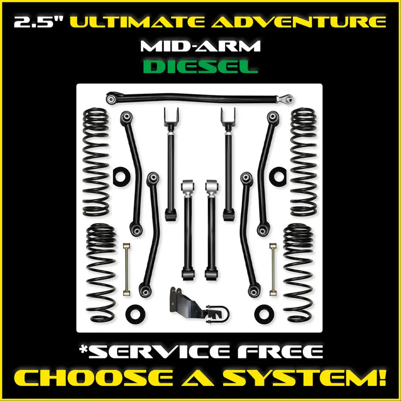 Rock Krawler Jlu 2.5" Ultimate Adventure Diesel Mid-Arm System - Non-Rubicon 1