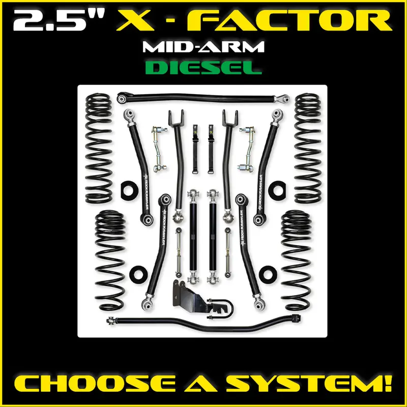 Rock Krawler Jlu 2.5" X-Factor Diesel Mid-Arm System - Non-Rubicon 1