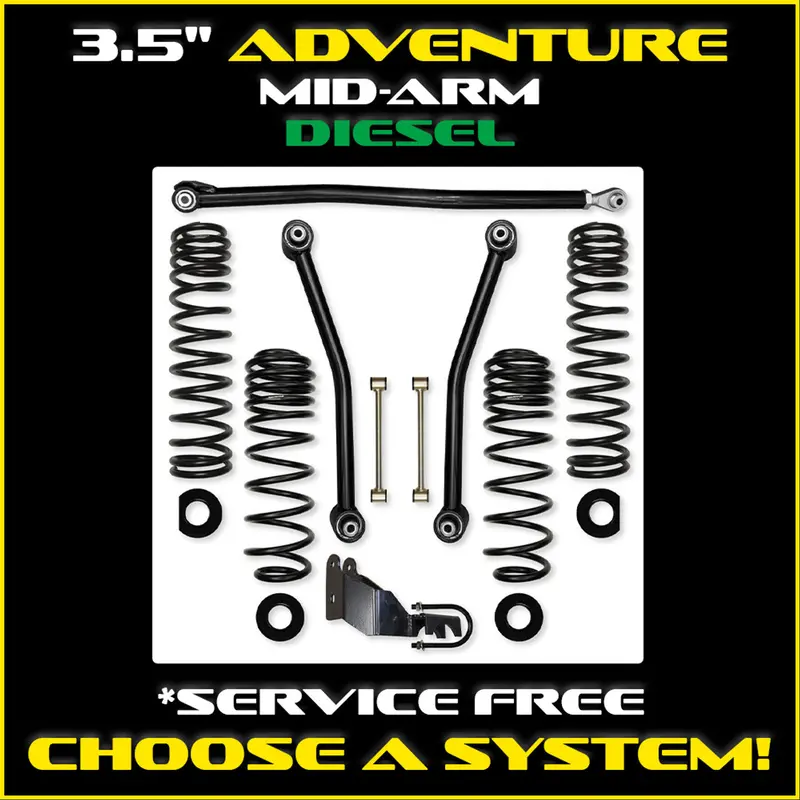 Rock Krawler Jlu 3.5" Adventure Diesel Mid-Arm System - Non-Rubicon 4 Door 1