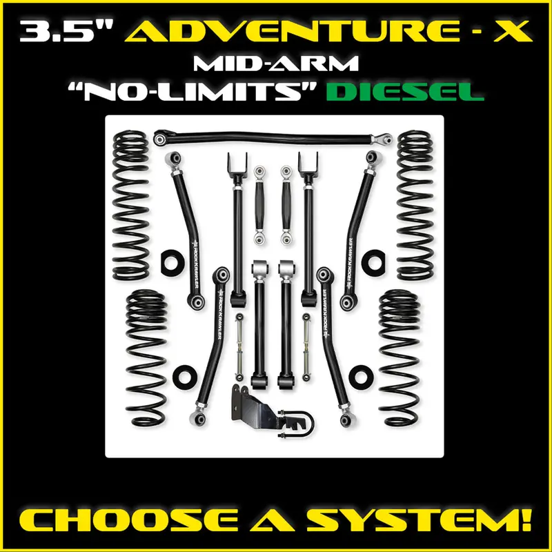 Rock Krawler Jlu 3.5" Adventure - X Diesel Mid-Arm "No-Limits" System - Rubicon 4 Door 1