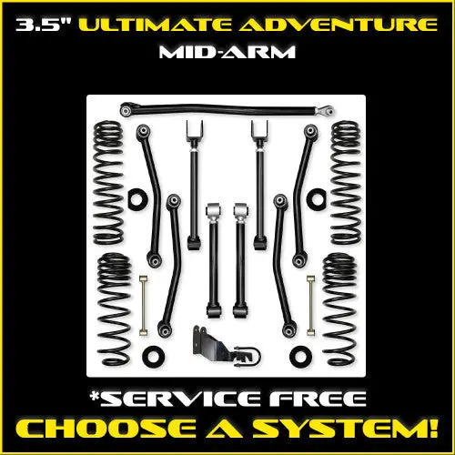 Rock Krawler Jlu 3.5" Ultimate Adventure Mid-Arm System - Gas 4 Door Non-Rubicon 1