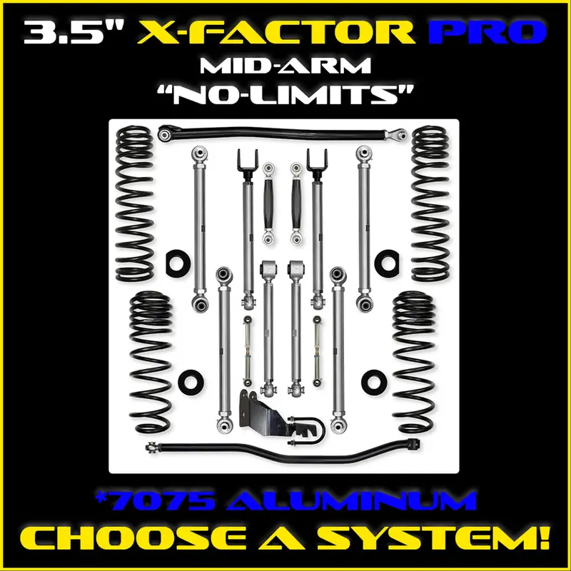 Rock Krawler Jlu 3.5" X-Factor Pro Mid-Arm "No-Limits" System - 4 Door Gas Rubicon 1