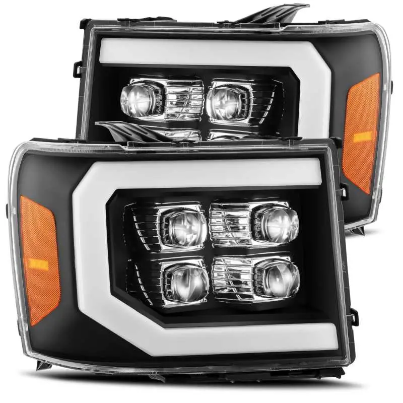Alpharex Nova Led Projector Headlights For 2007–2013 Gmc Sierra 1500Hd – Gloss Black With Adaptive Lighting, Sequential Turn Signals, And Drls 1