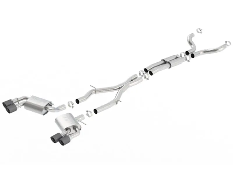 Borla S-Type Cat-Back Exhaust For 2016–2017 Camaro Ss (6.2L) – Dual 4-Inch Carbon Tips, Split-Exit Design 1