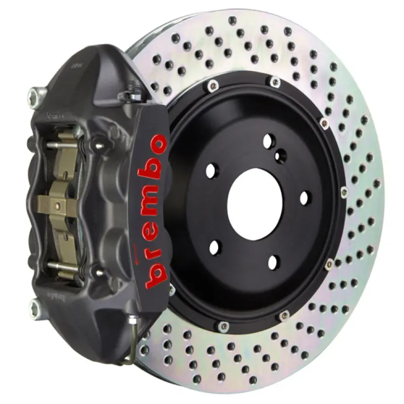 Brembo 01-02 Viper Rt-10 Rear Gts Bbk 4 Piston Cast 345X28 2Pc Rotor Drilled-Black Ha 1