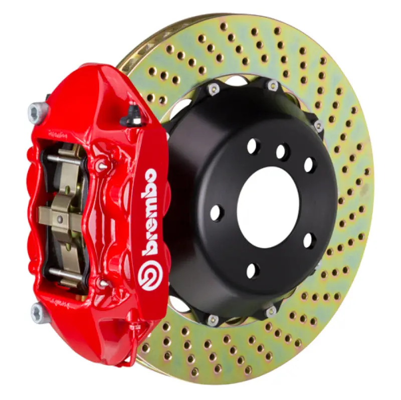 Brembo 10-12 Range Rover Rear Gt Bbk 4 Piston Cast 380X28 2Pc Rotor Drilled-Red 1