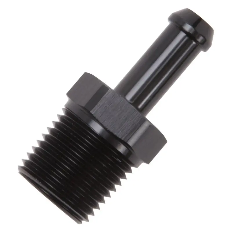 Edelbrock Black Anodized Straight Hose Fitting: 1/2" Npt To 3/8" Barb 1