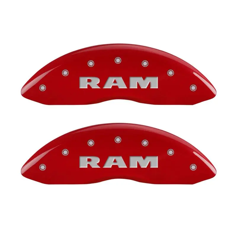 Mgp 4 Caliper Covers Engraved Front Ram Engraved Rear Ramhead Red Finish Silver Ch 1