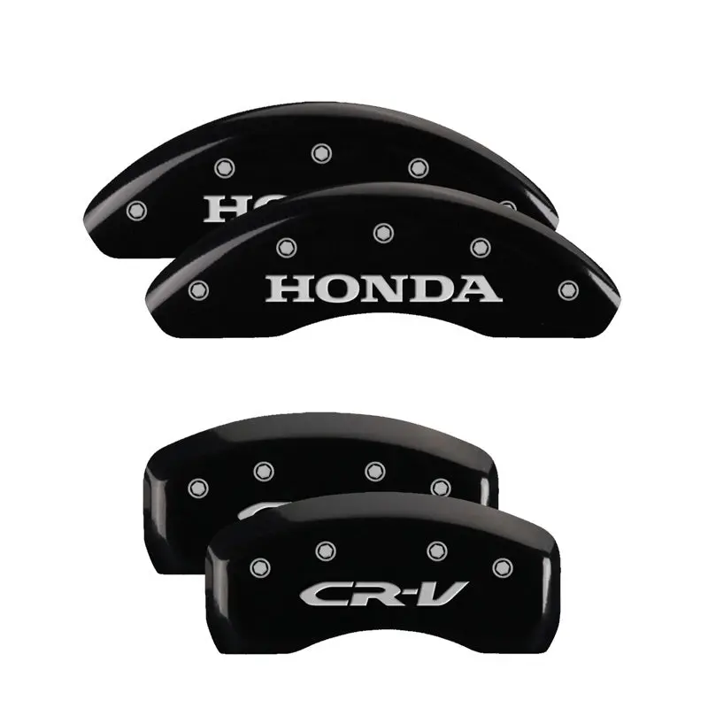 Mgp Engraved 4-Piston Caliper Covers For 2018 Honda Cr-V – Front (Black) & Rear (Silver Charcoal) 1