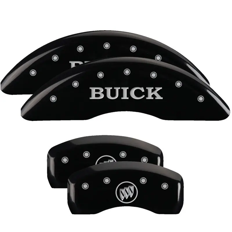 Mgp Engraved 4-Piston Caliper Covers – Front & Rear, Buick Emblem, Black Finish With Silver Accents 2