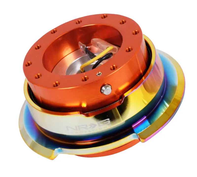 Nrg Gen 2.8 Quick-Release Steering Hub – Orange Body With Neochrome Ring 1