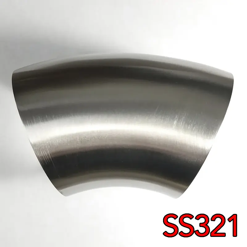 Stainless Bros 2.13-Inch Ss321 Mandrel-Bent 45° Elbow – 1.5D Radius, 16Ga (.065″ Wall), No Legs 1