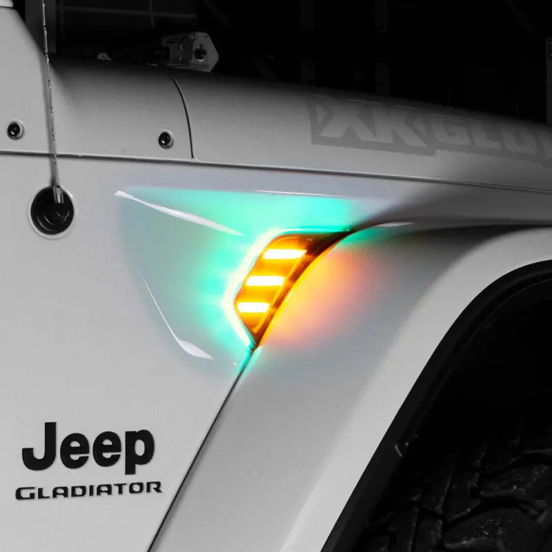 Xkchrome Rgb + Amber Led Air Vent Light Kit For Jeep – Rgb Ambient Lighting With Turn Signal & Drl Function 1